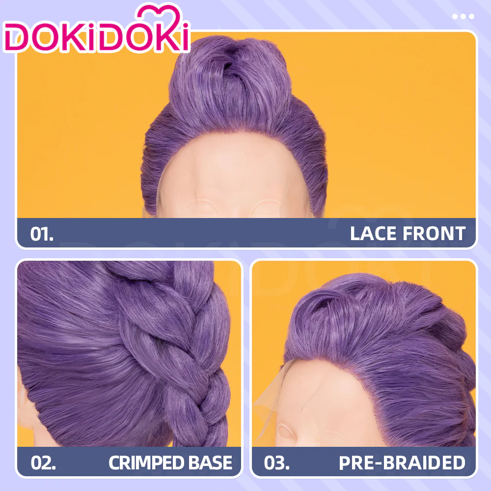 【Ready For Ship】【Last Batch】【100 CM】【Front Lace】【Kids Version】DokiDoki Movie Anime Cosplay Women All-in-one Wig Long Purple Hair Braid - Image 10