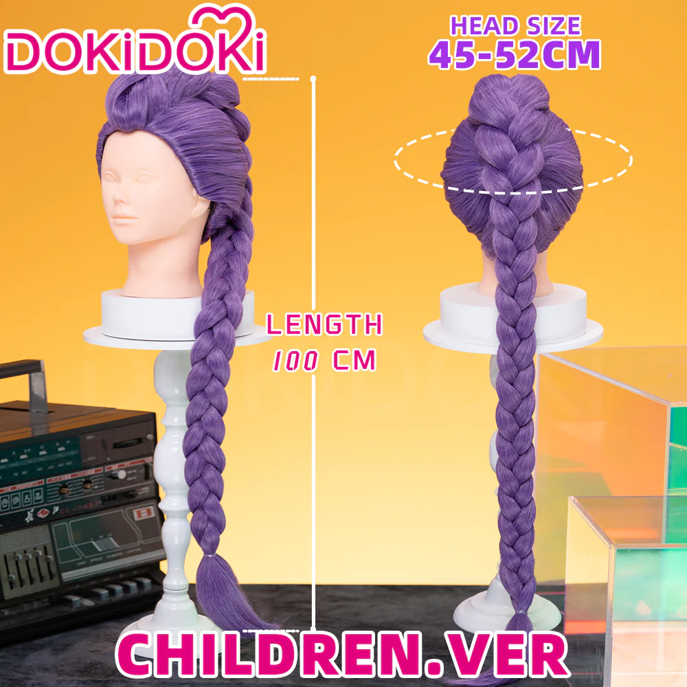 【Ready For Ship】【Last Batch】【100 CM】【Front Lace】【Kids Version】DokiDoki Movie Anime Cosplay Women All-in-one Wig Long Purple Hair Braid - Image 2