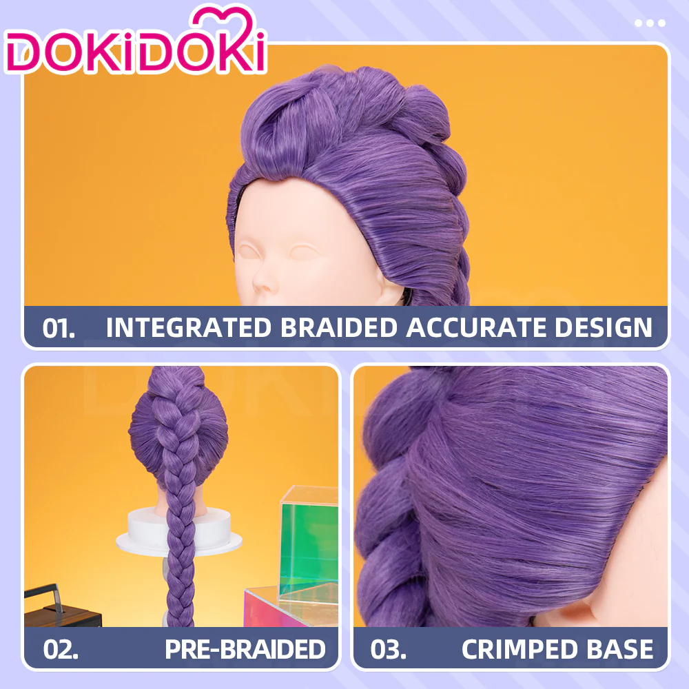 【Ready For Ship】【Last Batch】【100 CM】【Front Lace】【Kids Version】DokiDoki Movie Anime Cosplay Women All-in-one Wig Long Purple Hair Braid - Image 5