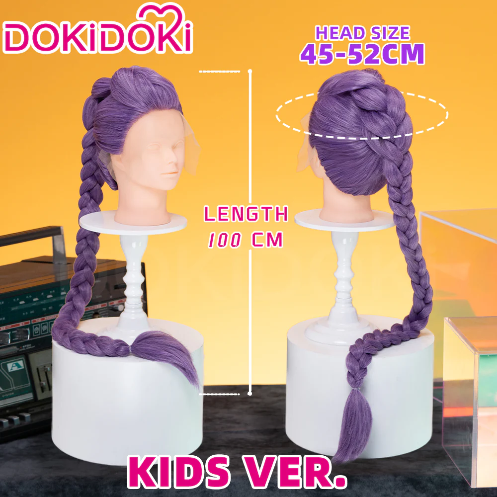 【Ready For Ship】【Last Batch】【100 CM】【Front Lace】【Kids Version】DokiDoki Movie Anime Cosplay Women All-in-one Wig Long Purple Hair Braid - Image 7
