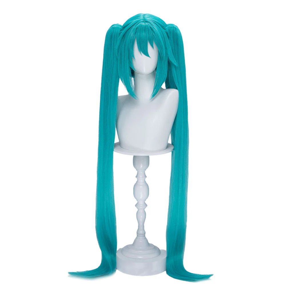 【Holographic Shimmer Fiber】【100 CM】DokiDoki Cosplay Wig Long Straight Green Blue Hair Twin Tails - Image 11
