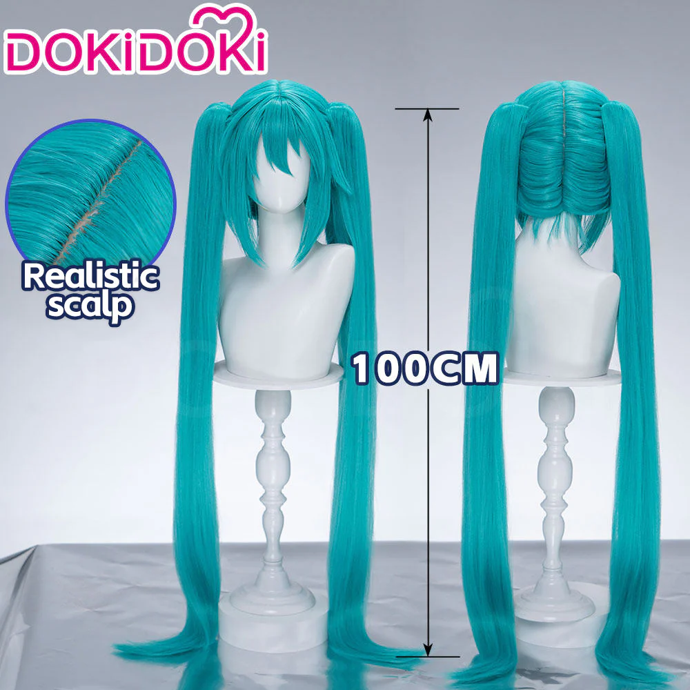 【Holographic Shimmer Fiber】【100 CM】DokiDoki Cosplay Wig Long Straight Green Blue Hair Twin Tails - Image 7