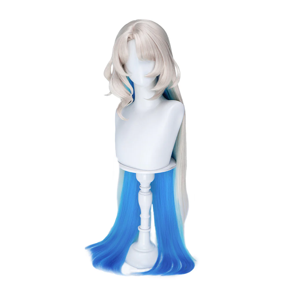 【110CM】DokiDoki Game Genshin Impact Cosplay Aria Wig Long Light Blonde Blue Hair - Image 4