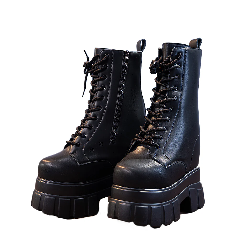 【Partially Ready For Ship】【22CM】DokiDoki Height Increasing Shoes / Elevator Shoes Martin Boots Black Invisible Thick-Soled 22 CM Platform Shoes - Image 7