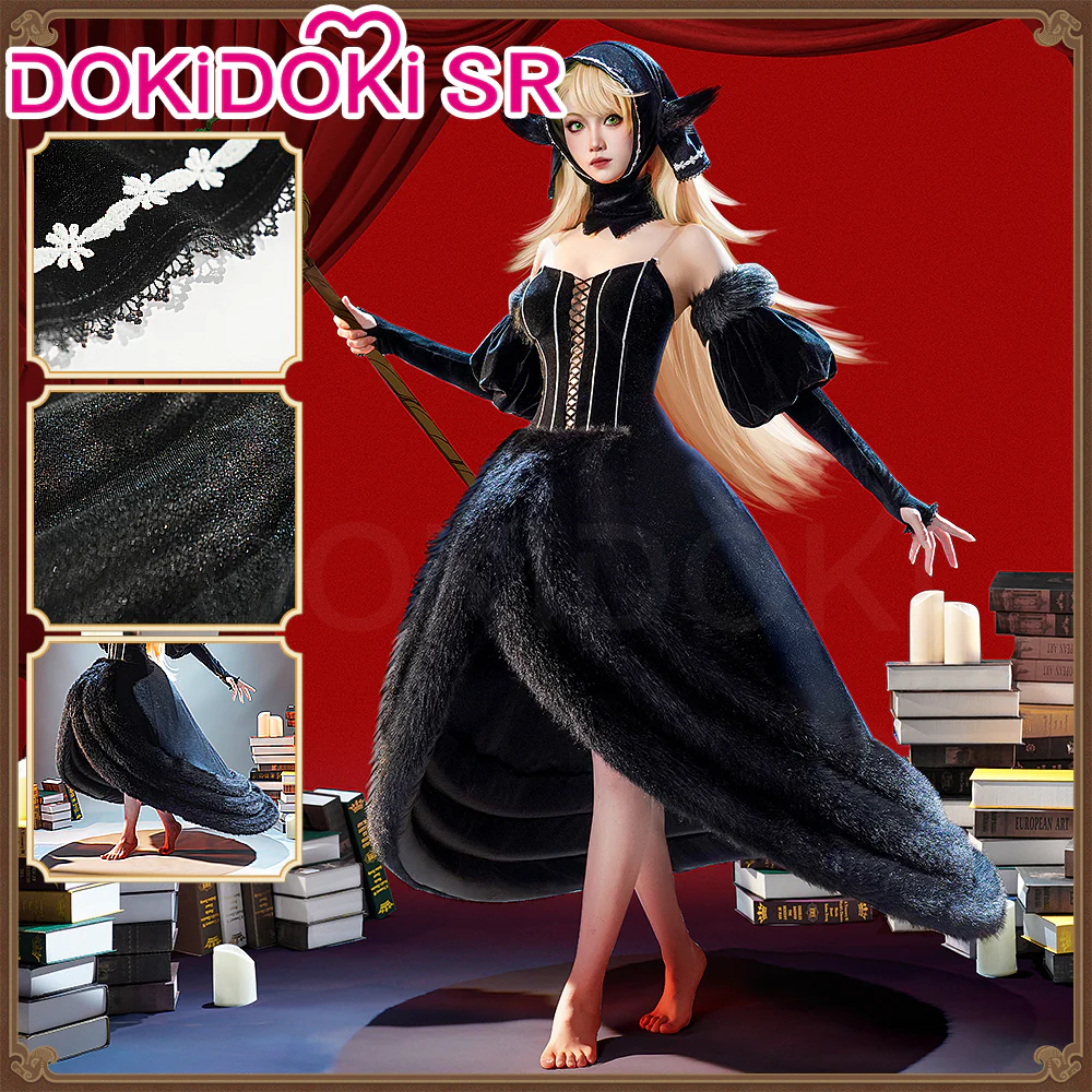 【Ready For Ship】DokiDoki-SR Anime Delicious in Dungeon Cosplay Marcille Donato Costume Dungeon Lord Black Dress