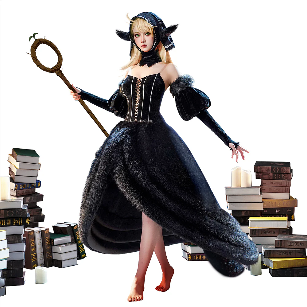 【Ready For Ship】DokiDoki-SR Anime Delicious in Dungeon Cosplay Marcille Donato Costume Dungeon Lord Black Dress - Image 5