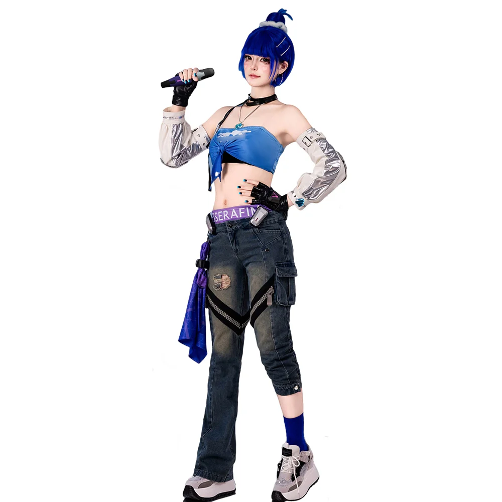 【In Stock】DokiDoki-R Game Cosplay Costume Blue Girl Group - Image 6