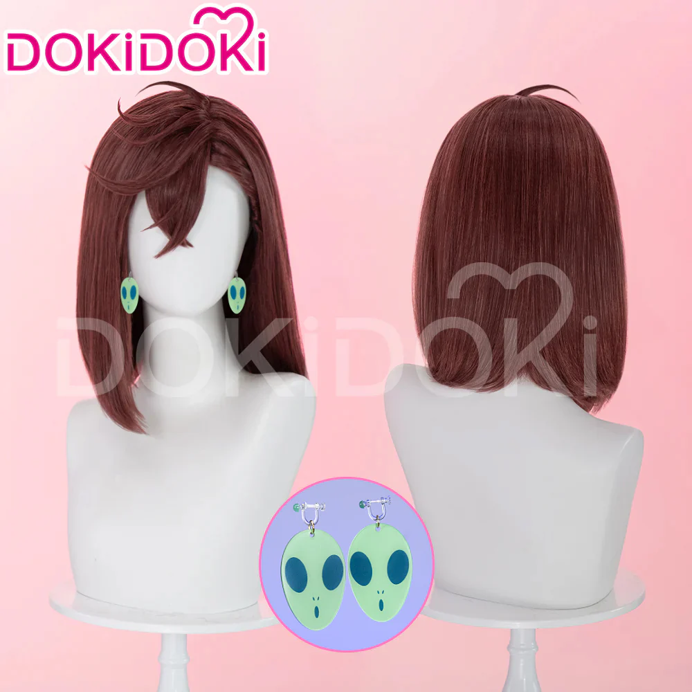 【Ready For Ship】【Front Lace】DokiDoki Anime DDD Cosplay Momo Ayase Wig / Earrings Brown Red Straight Hair