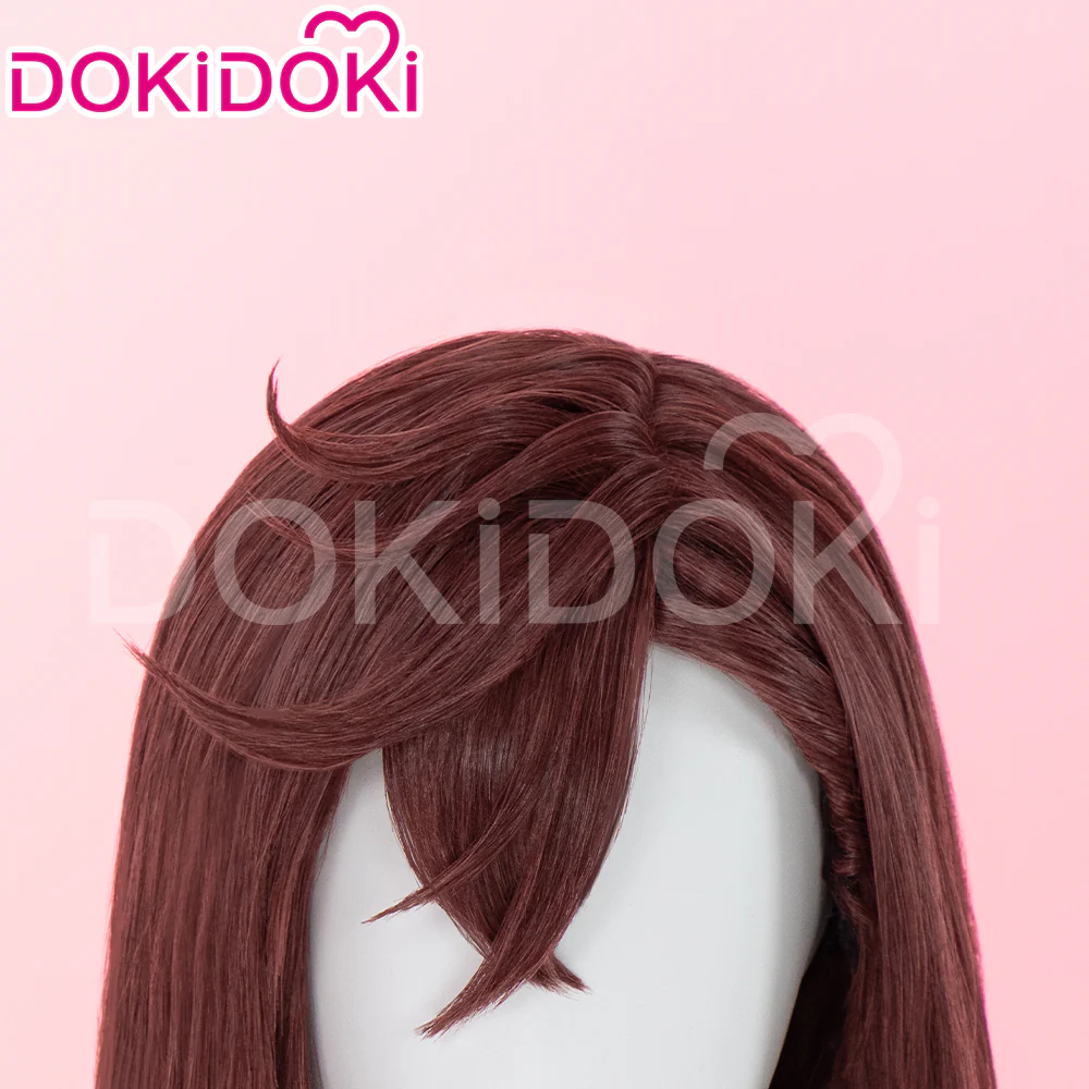 【Ready For Ship】【Front Lace】DokiDoki Anime DDD Cosplay Momo Ayase Wig / Earrings Brown Red Straight Hair - Image 5