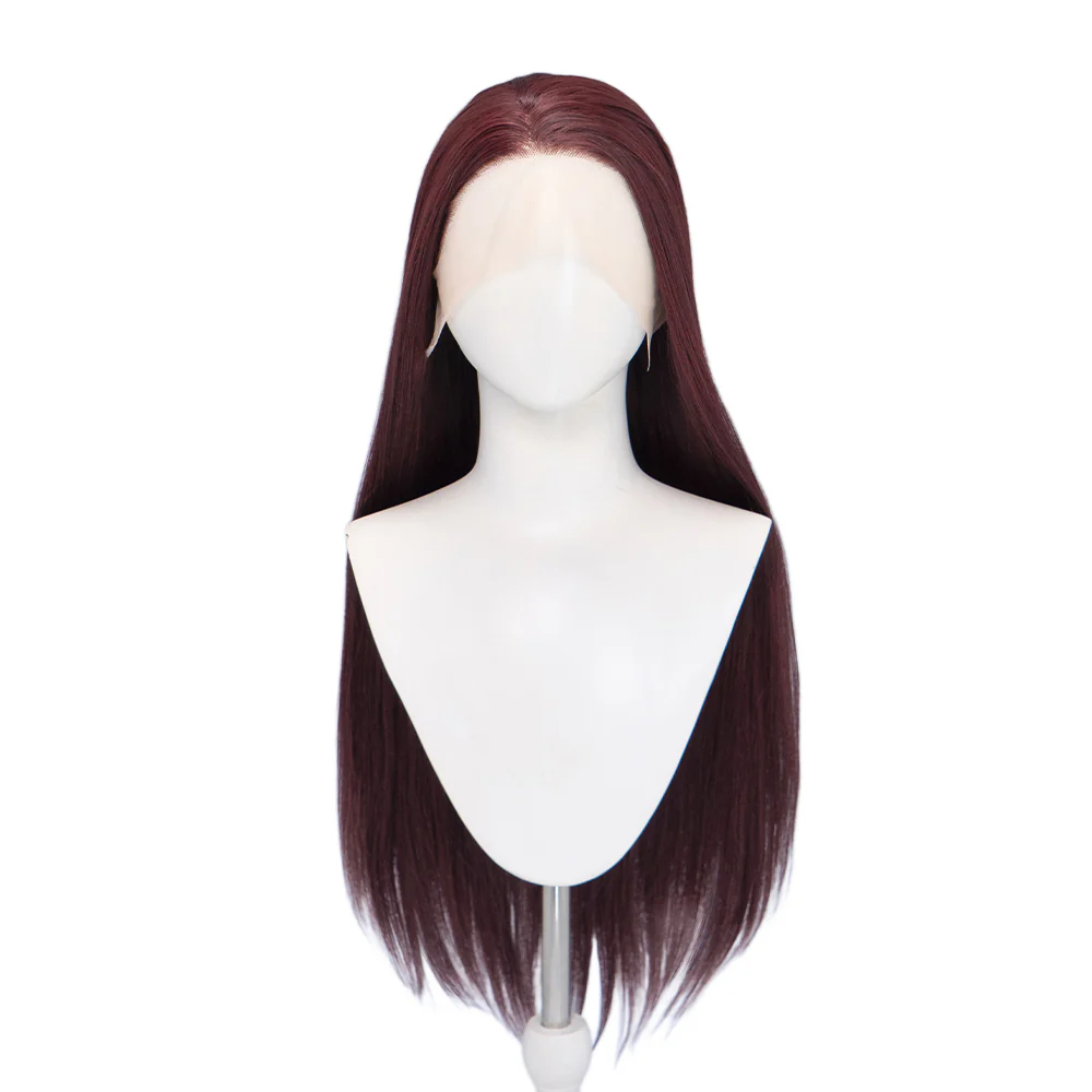 【Ready For Ship】【Front Lace】DokiDoki Anime DDD Cosplay Momo Ayase Wig / Earrings Brown Red Straight Hair - Image 8
