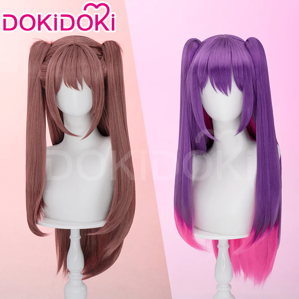 【Ready For Ship】DokiDoki Anime 2.5 Dimensional Seduction Cosplay Tachibana Mikari Wig Long Straight Brown / Purple Pink Gradient Hair
