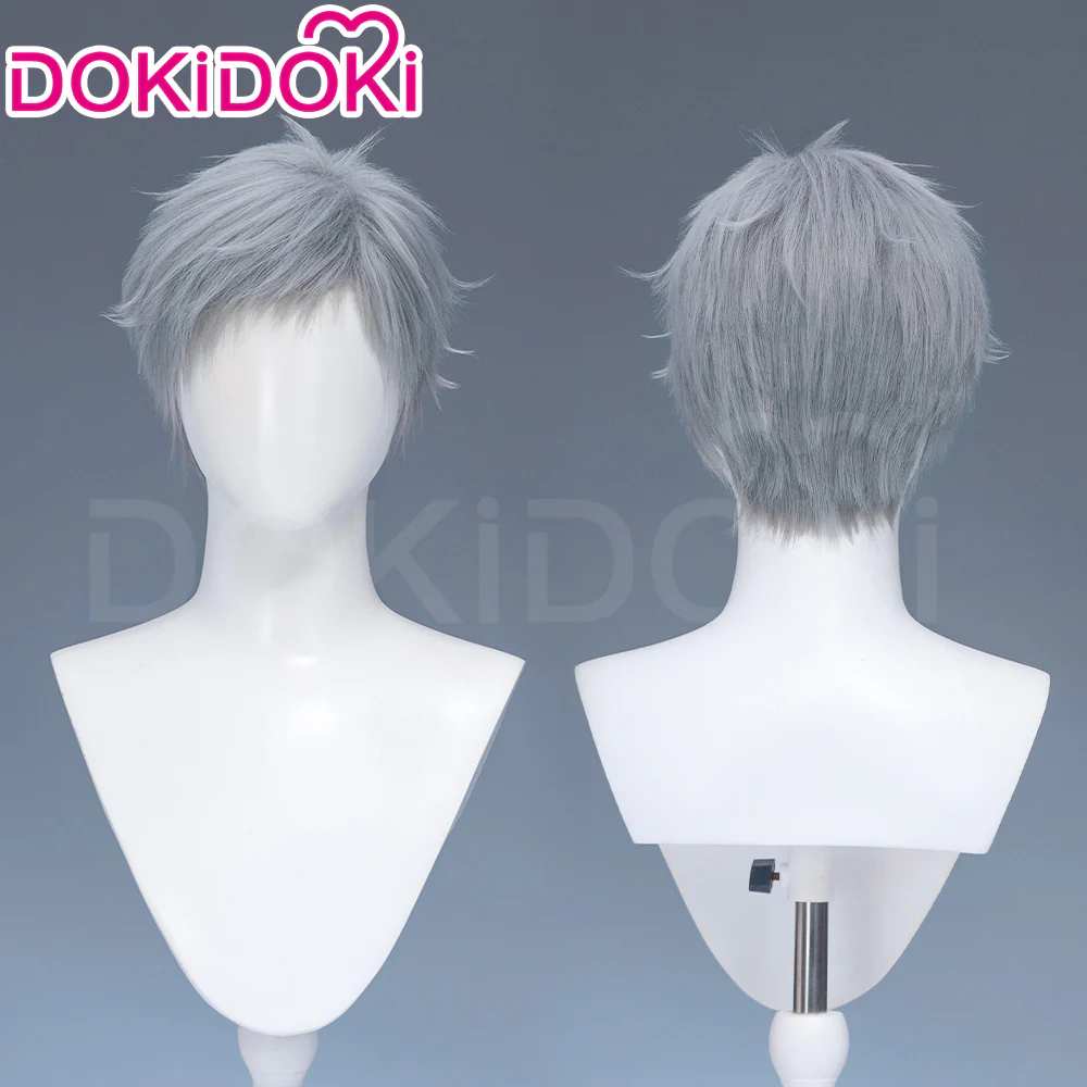 【Ready For Ship】DokiDoki Anime Cosplay Wig / Tattoo Sticker / Earring / Necklace Short Straight Grey Hair  28th Adult Version - Image 12