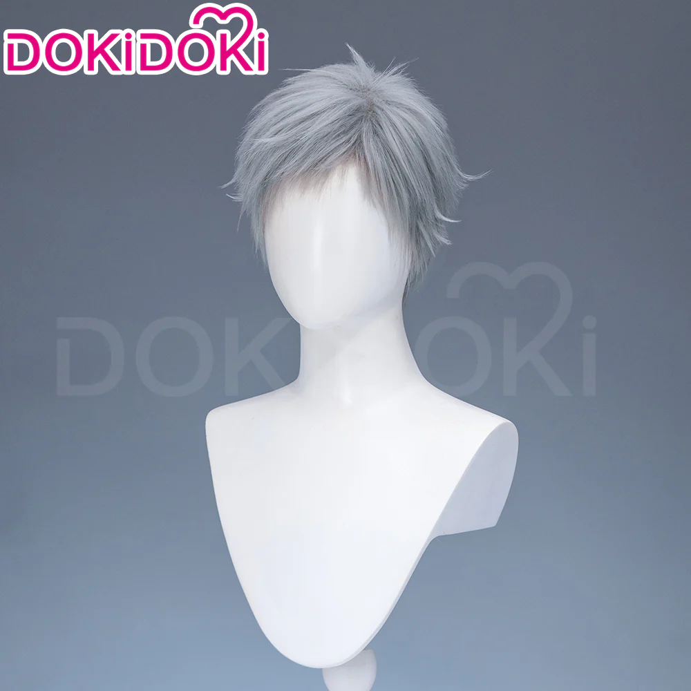【Ready For Ship】DokiDoki Anime Cosplay Wig / Tattoo Sticker / Earring / Necklace Short Straight Grey Hair  28th Adult Version - Image 13