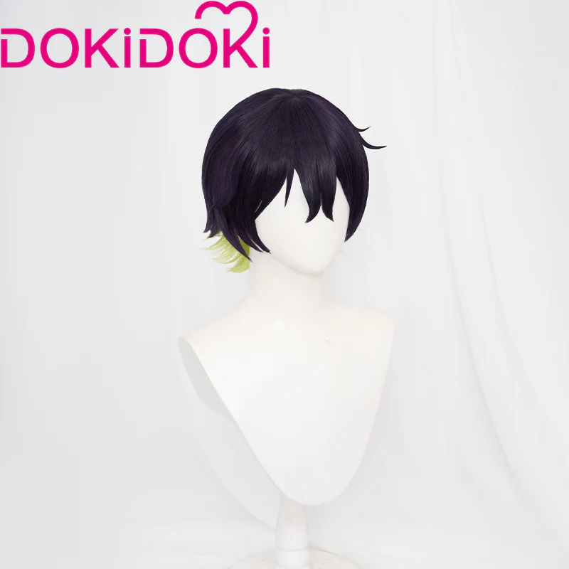 【Ready For Ship】DokiDoki Anime Cosplay  Wig Short Deep Purple Green Hair - Image 2