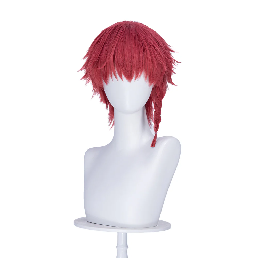 【Ready For Ship】DokiDoki Anime Cosplay Wig Red Pink Short Braid - Image 6
