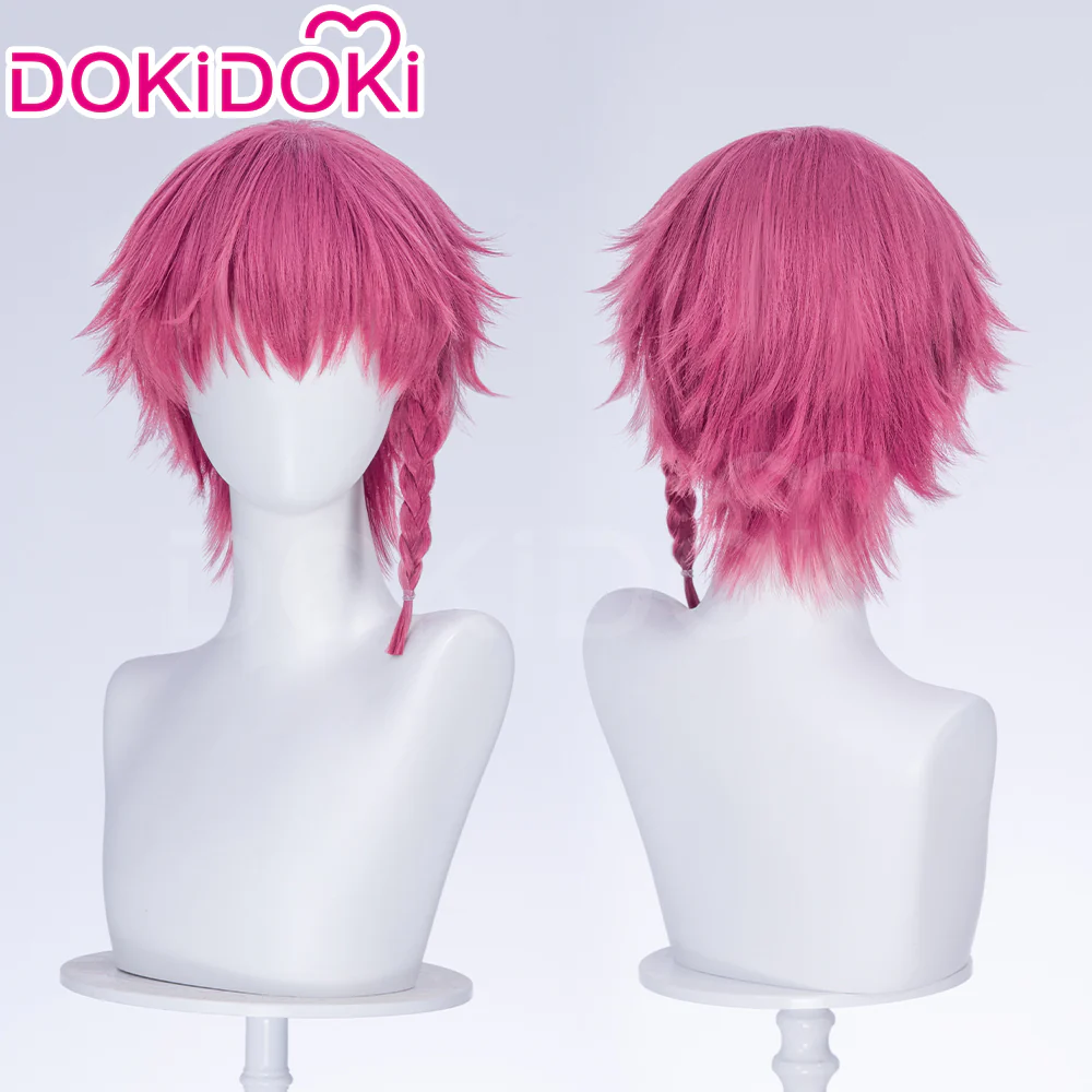 【Ready For Ship】DokiDoki Anime Cosplay Wig Red Pink Short Braid - Image 7