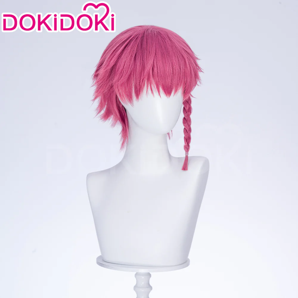 【Ready For Ship】DokiDoki Anime Cosplay Wig Red Pink Short Braid - Image 8
