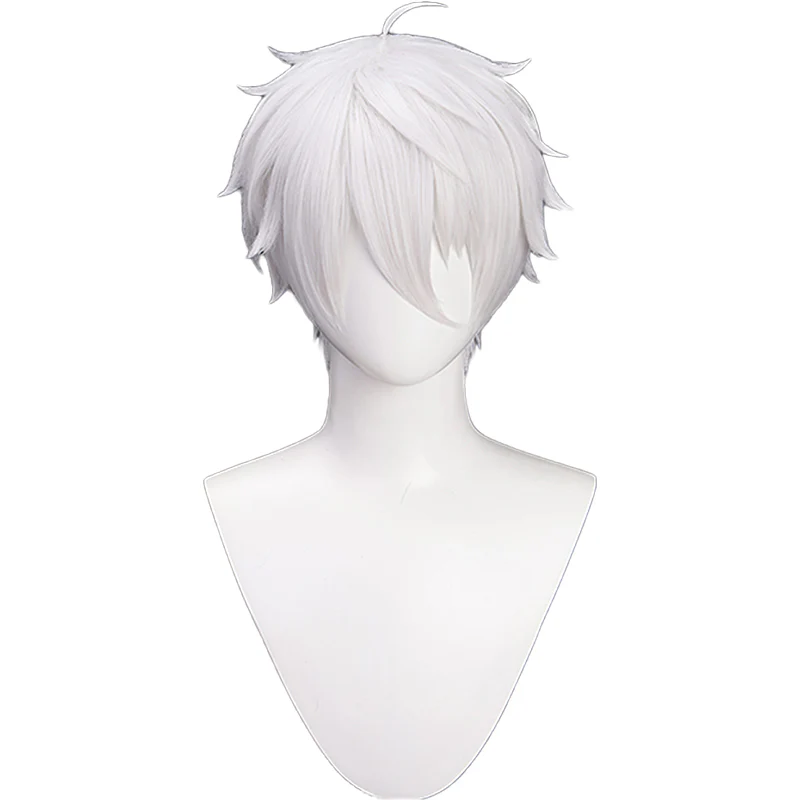 DokiDoki Anime Cosplay Wig Short Straight White Hair - Image 4