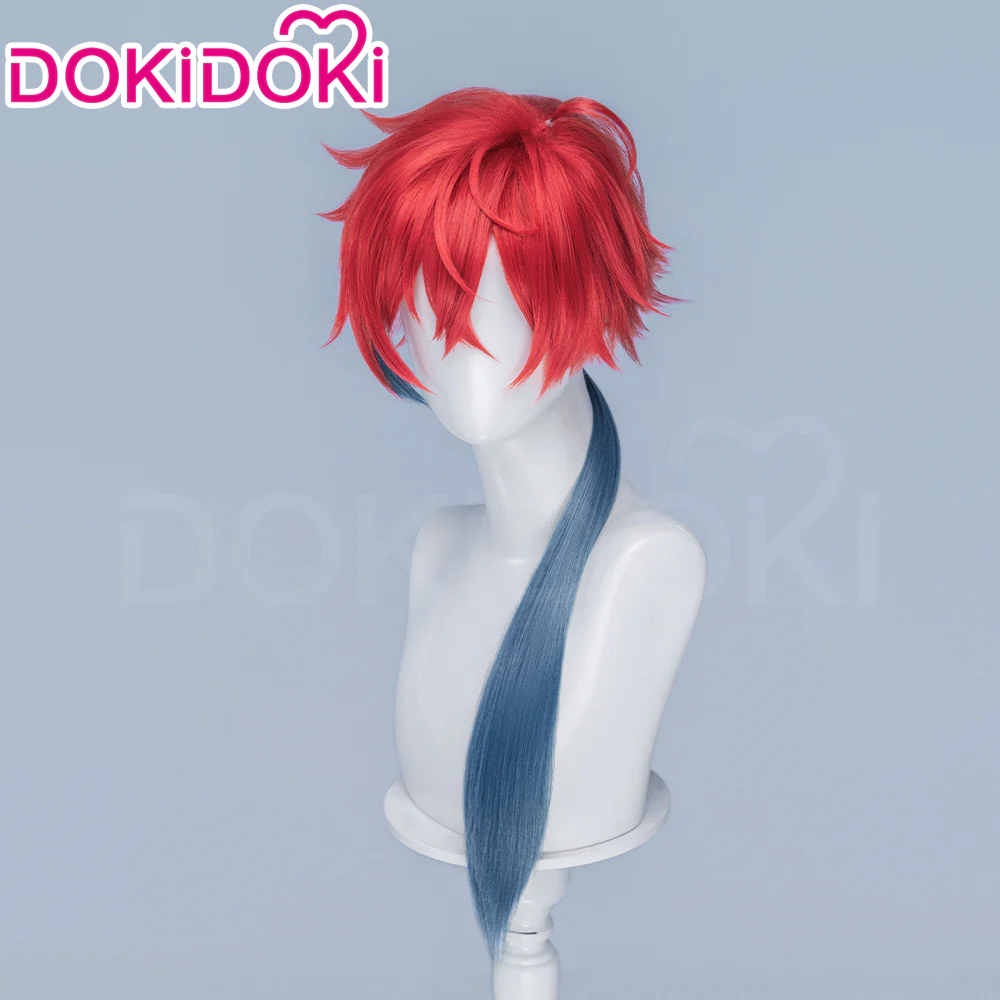DokiDoki Anime Cosmic Princess Kaguya! Cosplay Akira Mikado Wig Long Red Green Braid Hair - Image 3