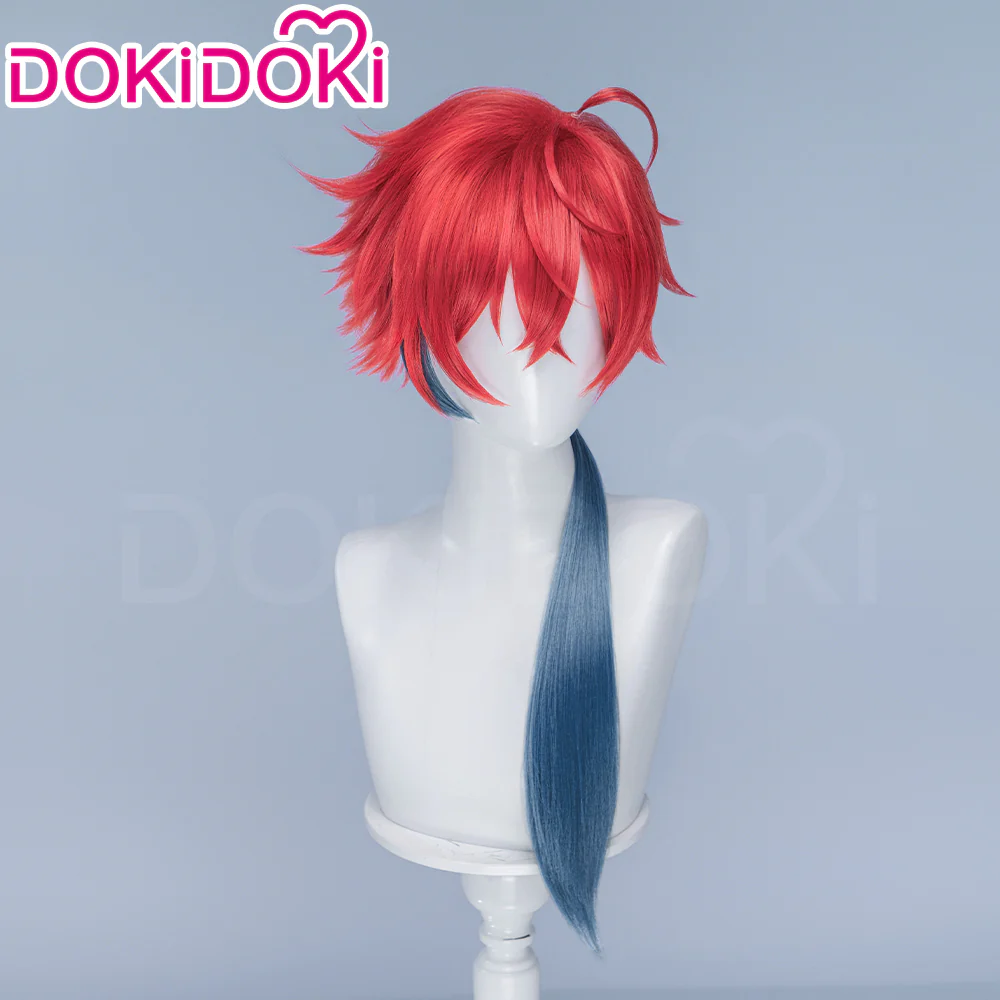DokiDoki Anime Cosmic Princess Kaguya! Cosplay Akira Mikado Wig Long Red Green Braid Hair - Image 4