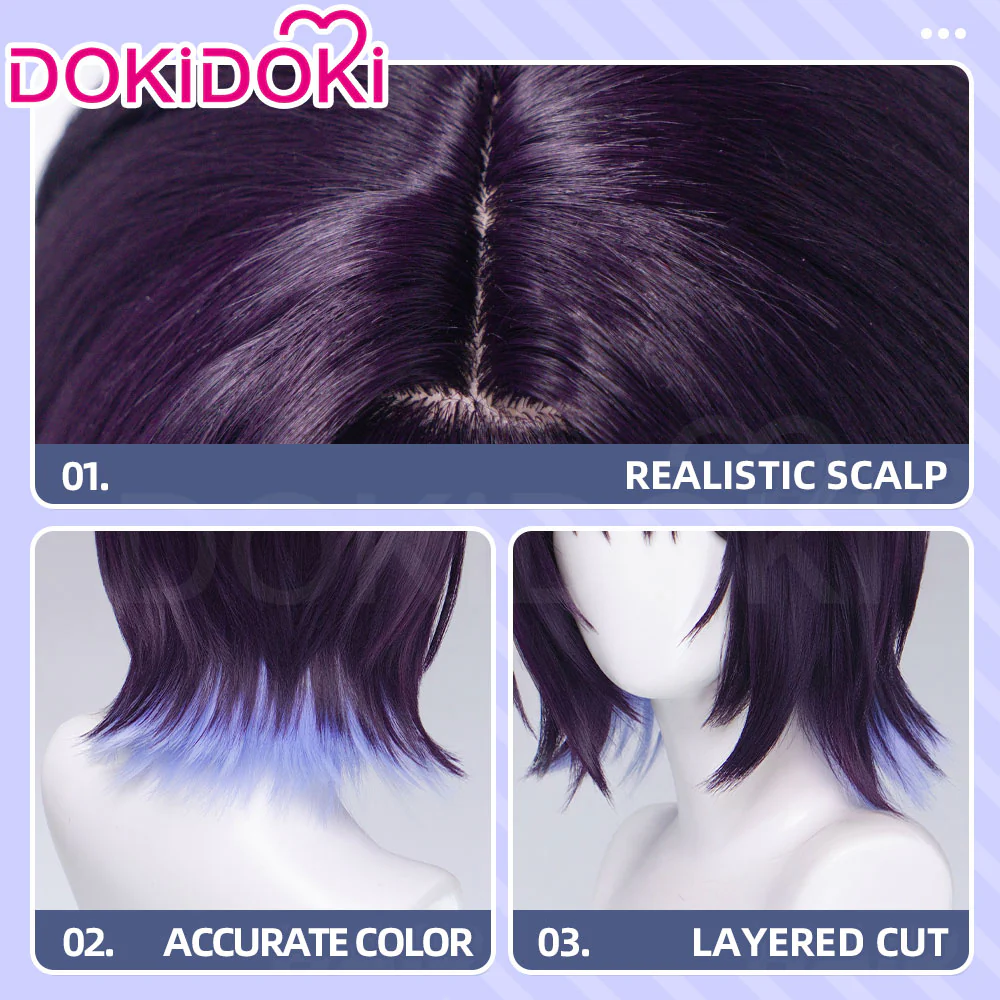DokiDoki Anime Cosmic Princess Kaguya! Cosplay Iroha Sakayori Wig Short Purple Blue Hair Bun - Image 5