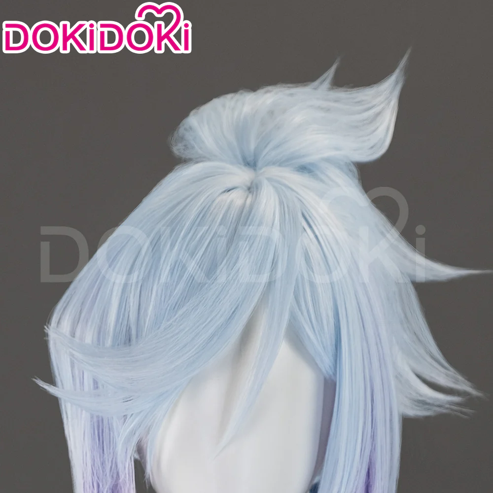 【Ready For Ship】DokiDoki Anime Cosplay Kneesoocks Cosplay Wig Long Straight Light Blue Purple Highlights Hair - Image 4
