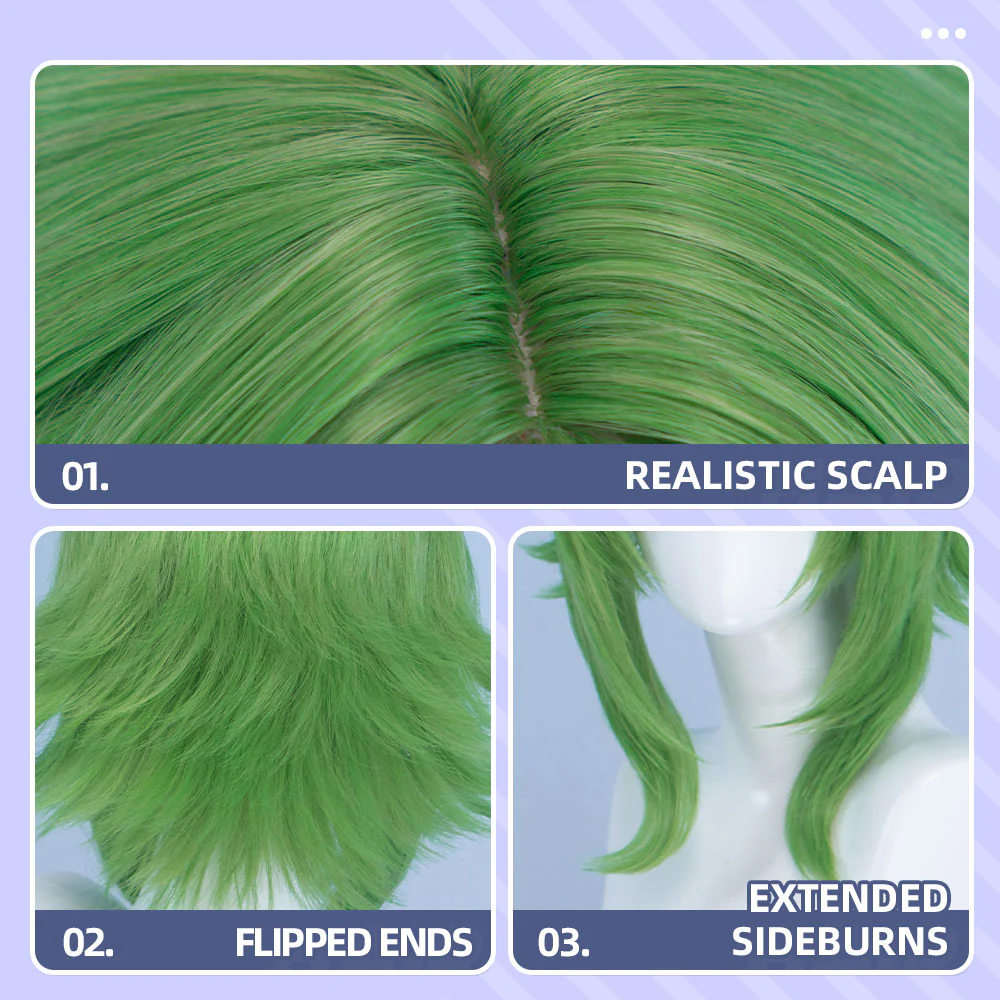 【Ready For Ship】DokiDoki Anime Cosplay Wig Long Curly Green Flipped Ends Hair - Image 4
