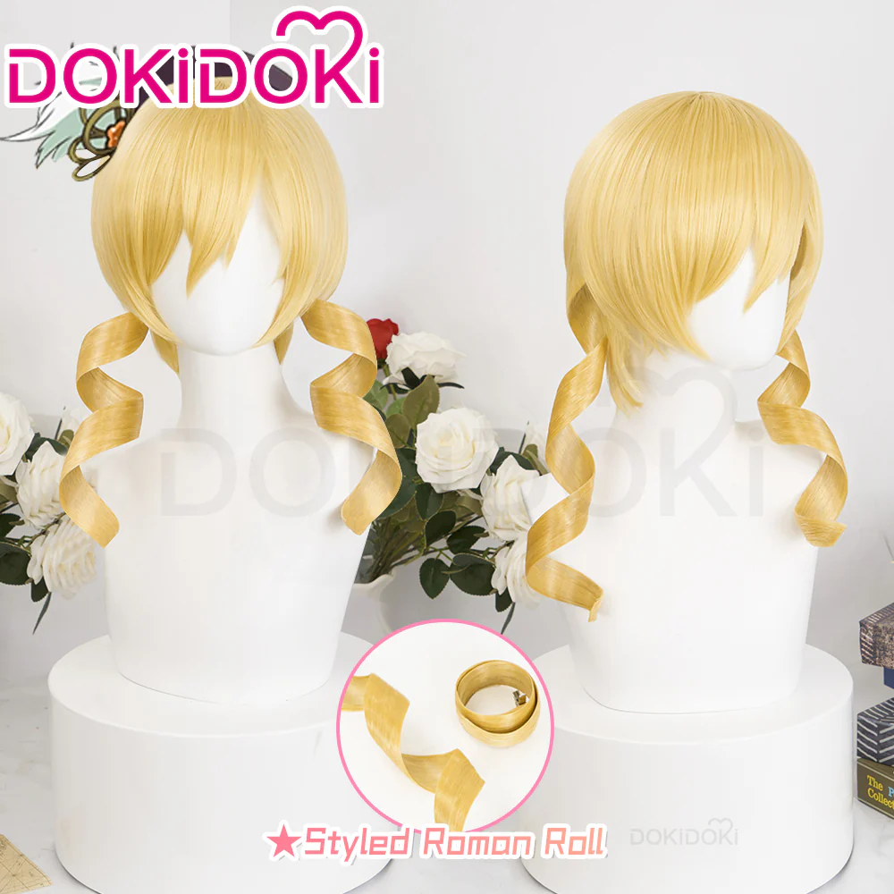 【Ready For Ship】DokiDoki Anime Cosplay Wig Long Curly Yellow Styled Headwear
