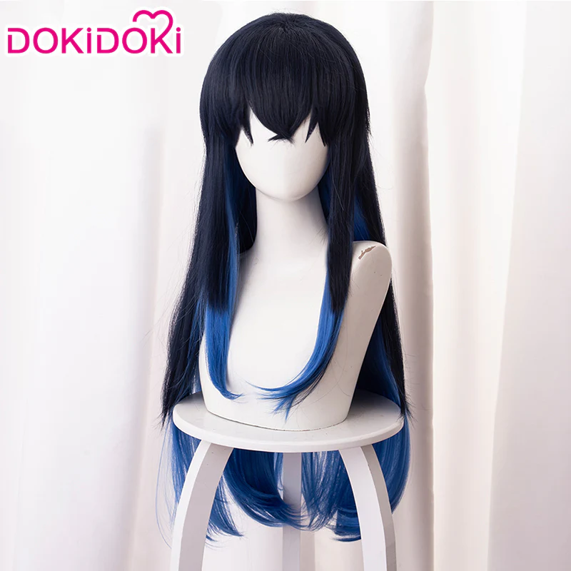Dokidoki  Anime Cosplay Wig Long Hair Dark Blue Halloween