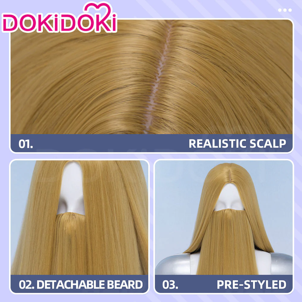 【Ready For Ship】DokiDoki Anime Cosplay Wig / Beard Long Straight Brown Hair - Image 4
