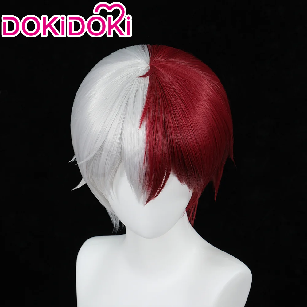 【Ready For Ship】DokiDoki Anime Cosplay Wig Short Straight Red White Hair - Image 4