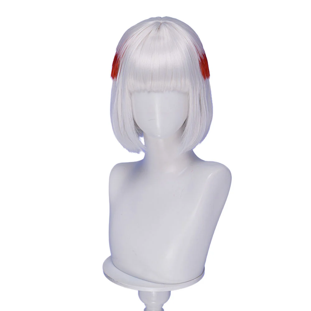 【Ready For Ship】DokiDoki Anime Cosplay Wig Short Straight Silver Red Highlight Hair - Image 5