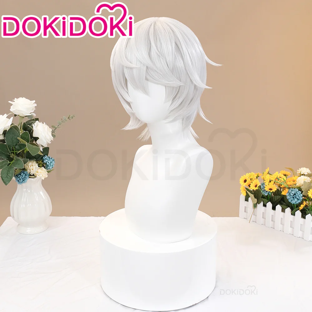 DokiDoki Anime Cosplay Wig Short Straight White Hair Man - Image 2