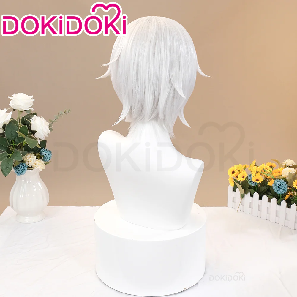 DokiDoki Anime Cosplay Wig Short Straight White Hair Man - Image 3