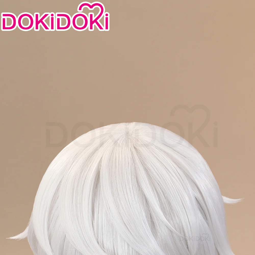 DokiDoki Anime Cosplay Wig Short Straight White Hair Man - Image 4