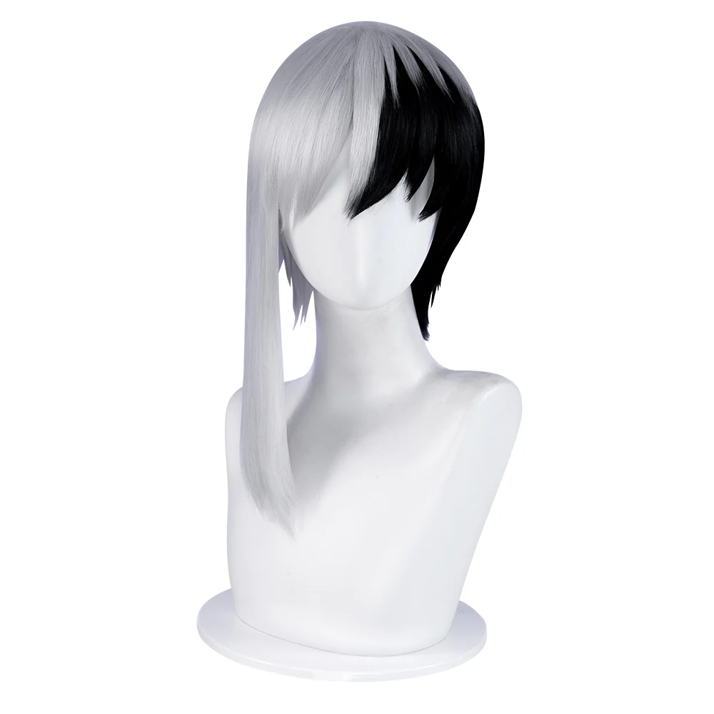 【Ready For Ship】DokiDoki Anime  Cosplay  Wig Short Straight Black White Hair - Image 2