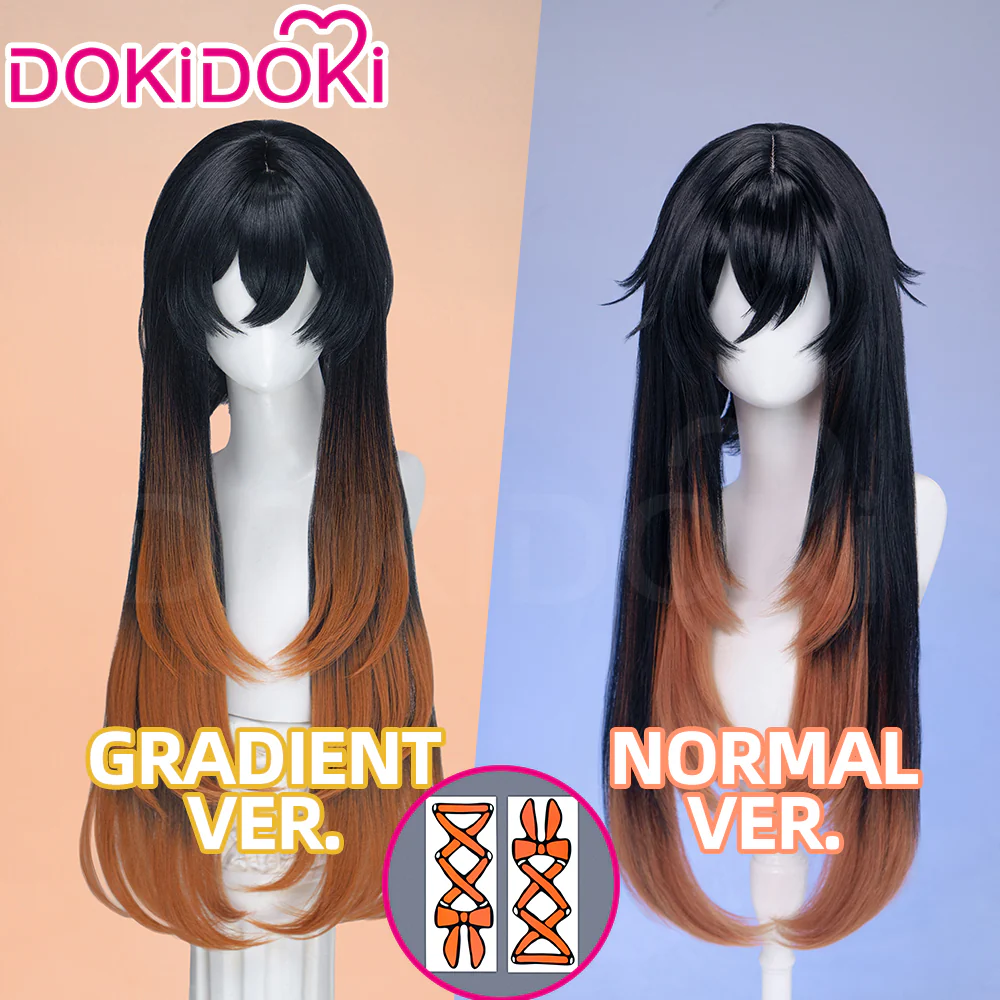 DokiDoki Anime GACHIAKUTA Cosplay Amo Wig Long Black Copper Brown Straight Hair