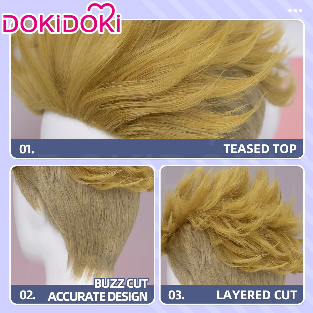 DokiDoki Anime GACHIAKUTA Cosplay Enjin Wig / Mask Short Spiky Blonde Hair - Image 6