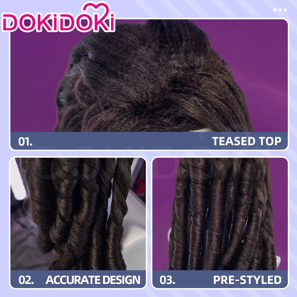 DokiDoki Anime GACHIAKUTA Cosplay Jabber Wonger Wig Long Black Hair Multiple Braids - Image 4