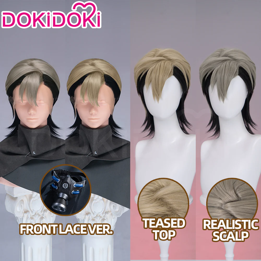 【Partially Ready For Ship】【Front Lace】DokiDoki Anime GACHIAKUTA Cosplay Zanka Nijiku Wig / Mask Short Dark Brown Black Hair Mullet