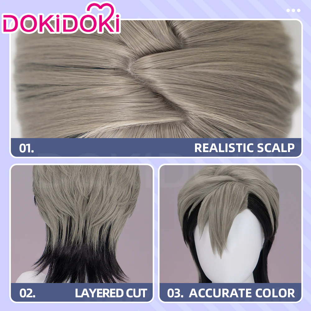 【Partially Ready For Ship】【Front Lace】DokiDoki Anime GACHIAKUTA Cosplay Zanka Nijiku Wig / Mask Short Dark Brown Black Hair Mullet - Image 14