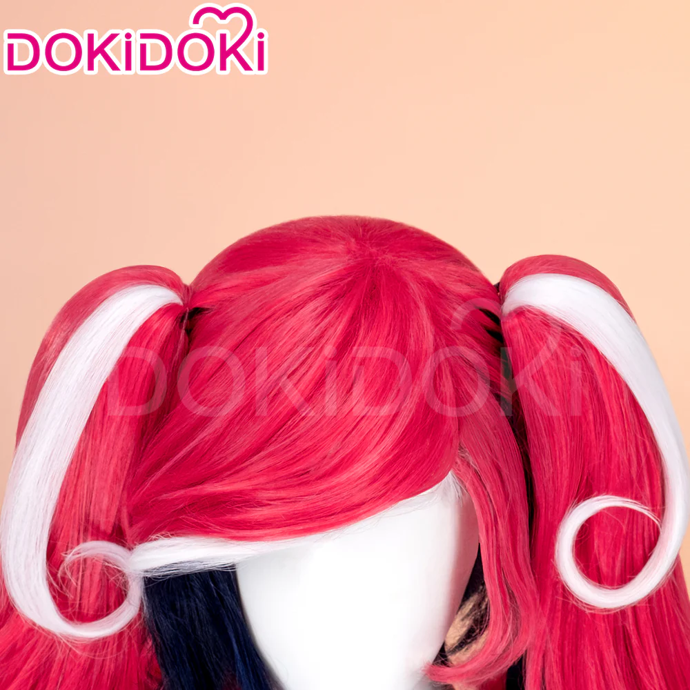 【Ready For Ship】DokiDoki Anime Hell Hotel Cosplay Wig / Earring Long Curly Pink Black Double Ponytail Hair - Image 6