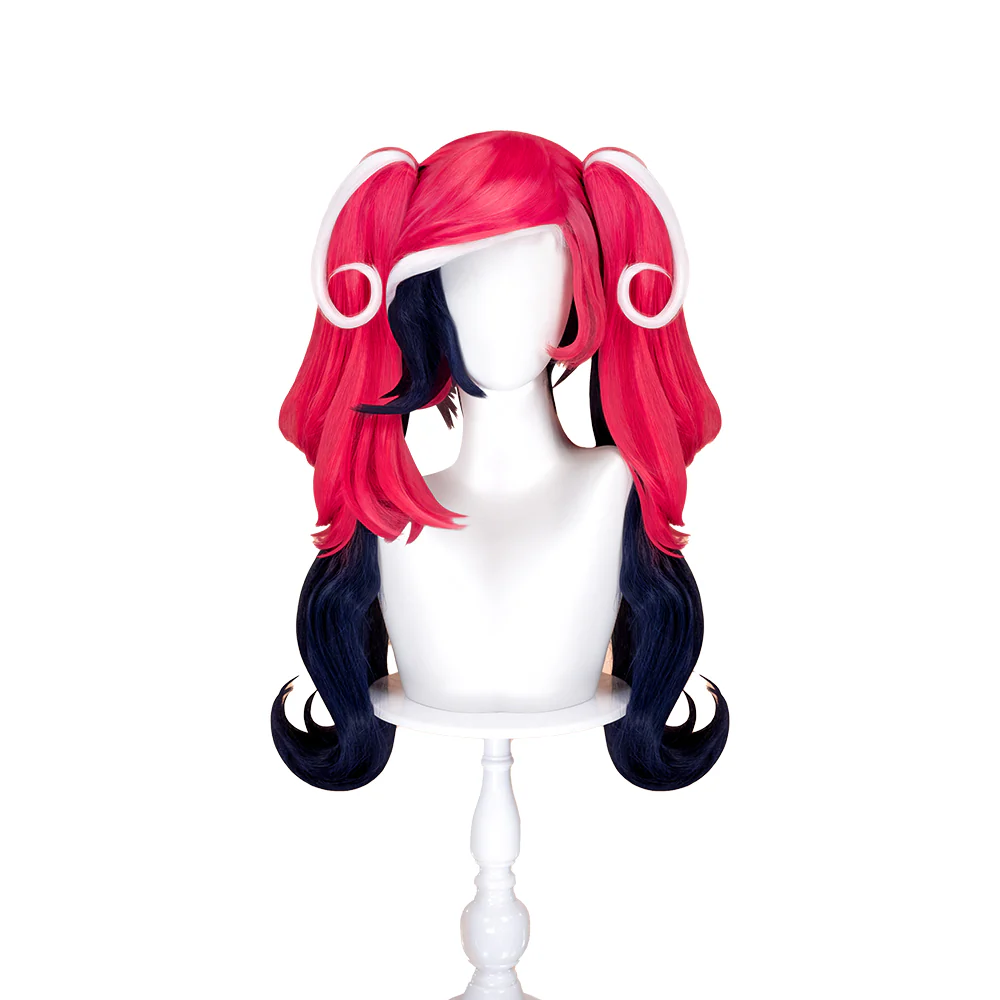 【Ready For Ship】DokiDoki Anime Hell Hotel Cosplay Wig / Earring Long Curly Pink Black Double Ponytail Hair - Image 7