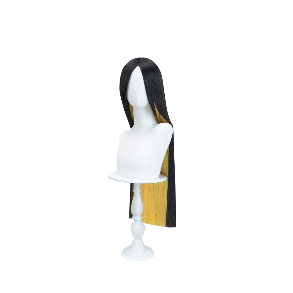 【Ready For Ship】DokiDoki Anime Hell Hotel Cosplay Wig Long Straight Black Yellow Hair - Image 5