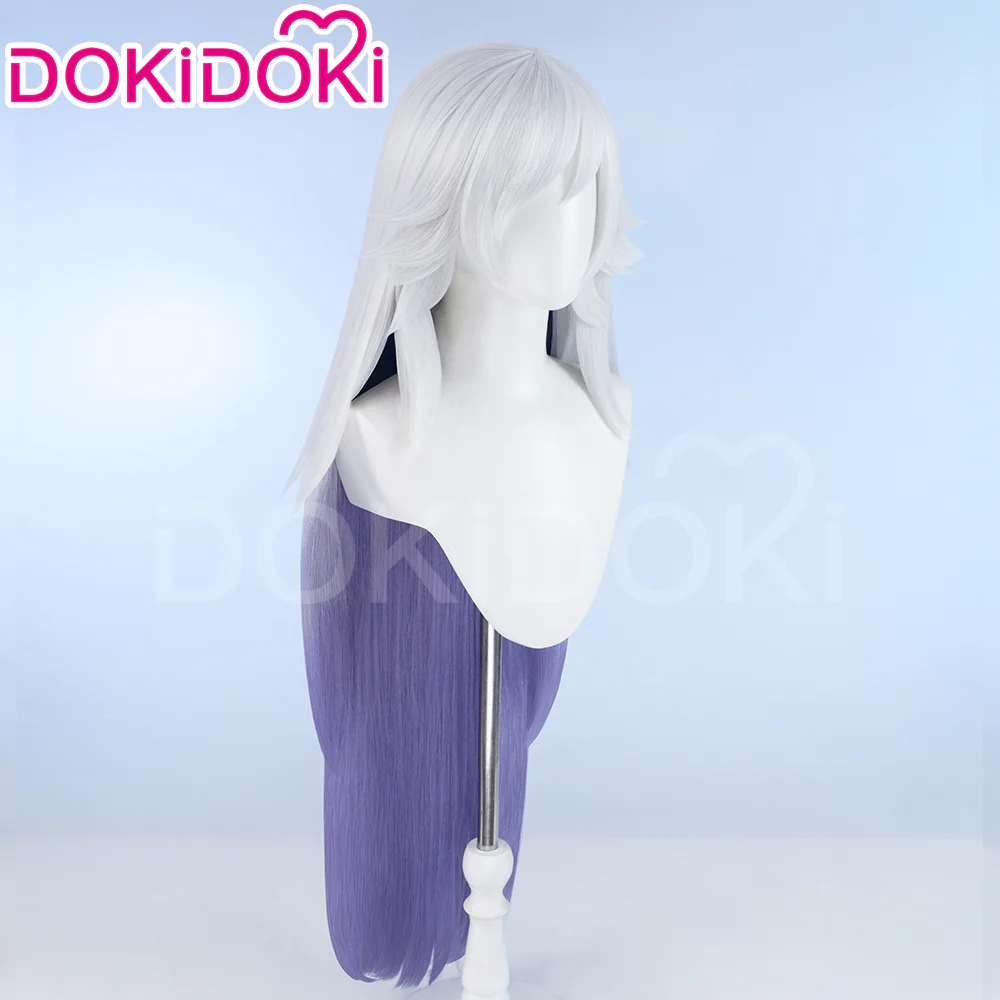 【Ready For Ship】【Pre Crimped】DokiDoki Anime Hell Hotel Cosplay Wig Long Straight White Purple Hair - Image 3