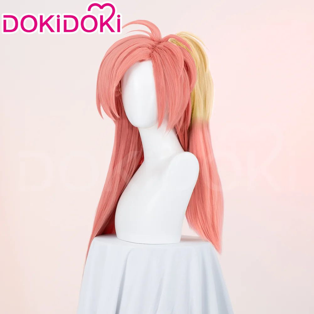 DokiDoki Anime Hell Hotel Cosplay Wig Long Straight Pink Yellow Pre Crimped Hair - Image 3