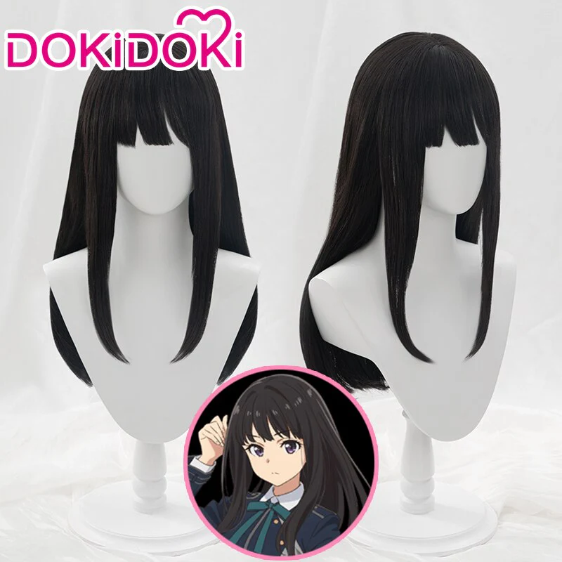 DokiDoki Anime Lycoris Recoil Cosplay Inoue Takina Cosplay Wig Black Long Hair - Image 7