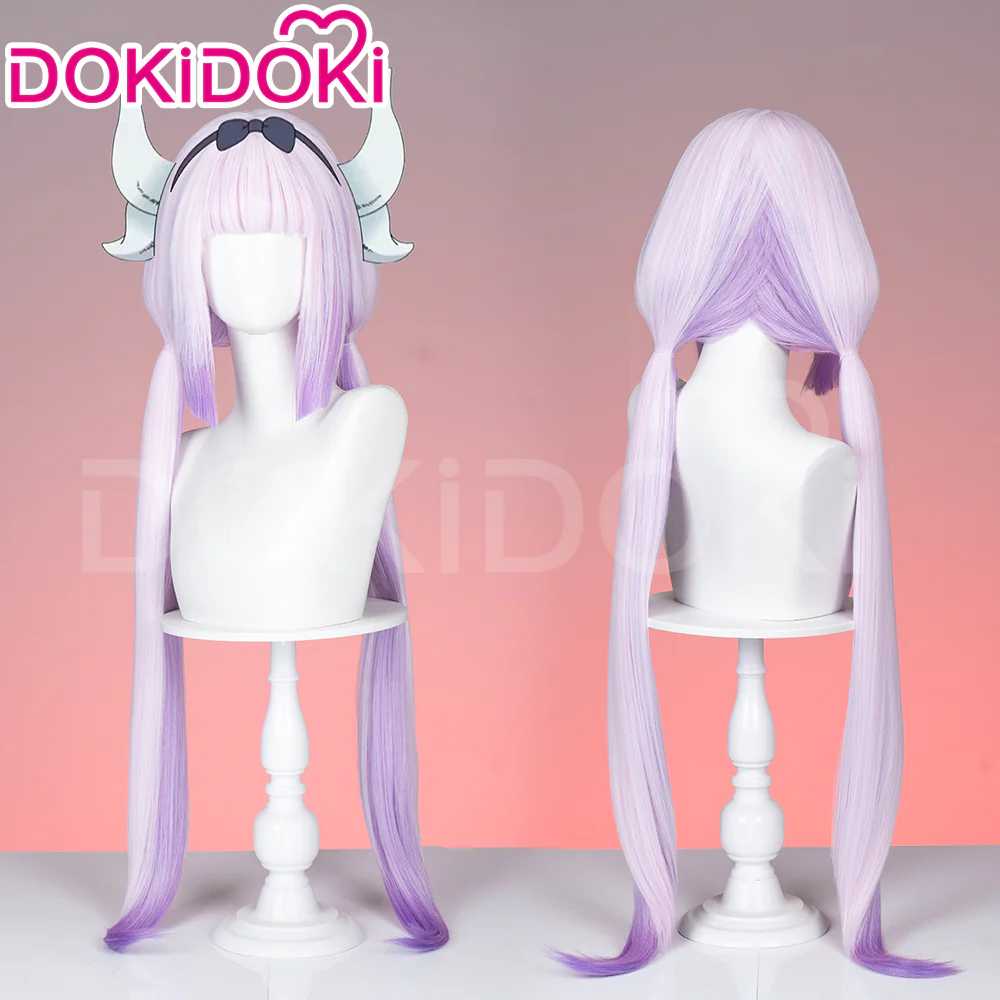 【Ready For Ship】DokiDoki Anime Miss Kobayashi’s Dragon Maid Cosplay Kanna Kamui Wig Long Straight Purple Hair