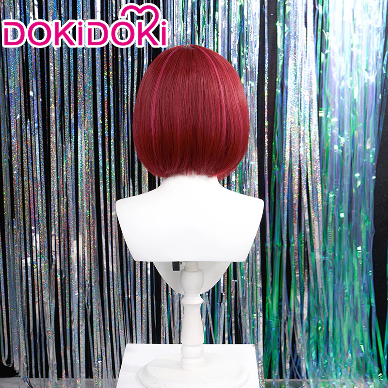 DokiDoki Anime Oshi no Ko Cosplay Arima Kana Wig Short Straight Red Pink Hair - Image 3