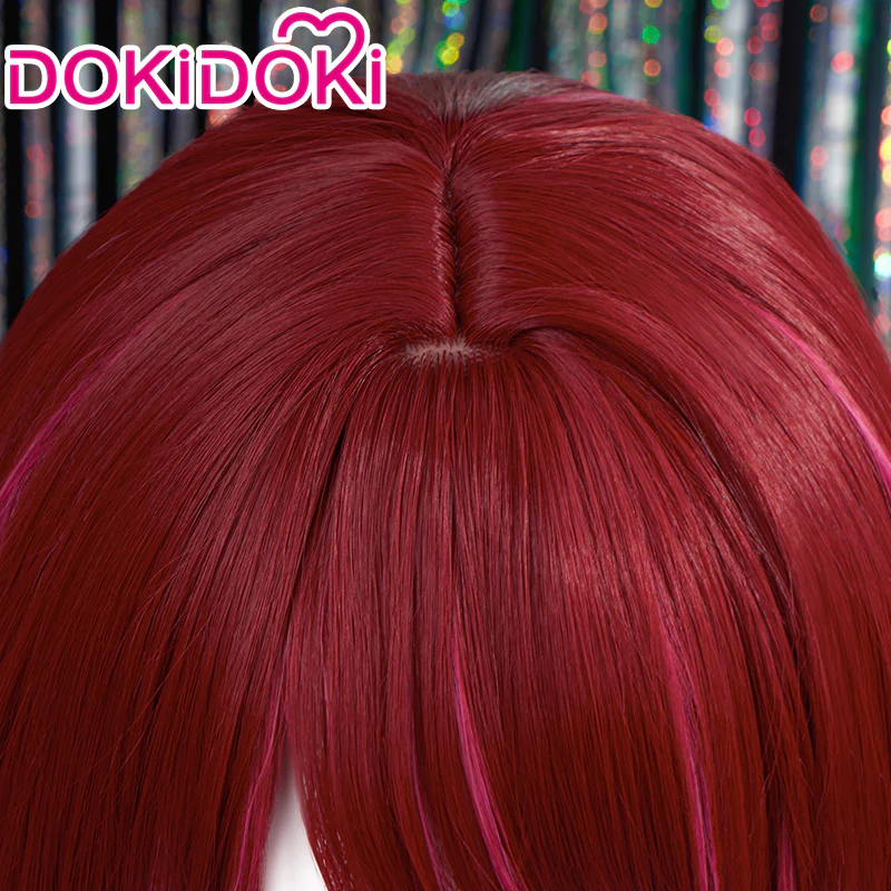 DokiDoki Anime Oshi no Ko Cosplay Arima Kana Wig Short Straight Red Pink Hair - Image 4